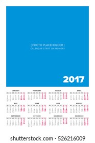 ?alendar 2017, start on monday