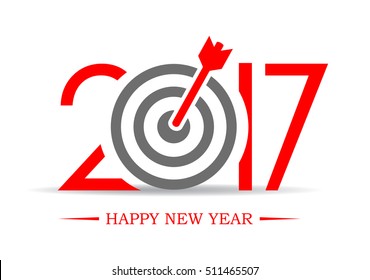 2017 successful new year greeting symbol vector illustration isolated on white background. Goal target idea with 2017 greeting card. Happy new year 2017 concept.