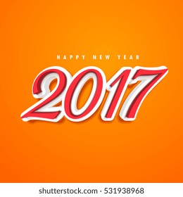 2017 text design in 3d style on orange background