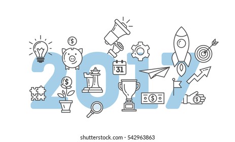2017 text design idea, investment, promo, success, Vector illustration