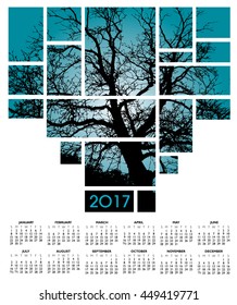 A 2017 tree and nature calendar  for print or web use