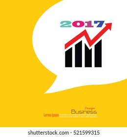2017 trends.hand with megaphone and graph 2017 trends word.Vector illustration.