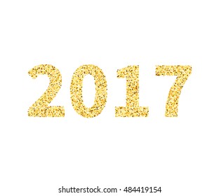 2017 type in Golden glitter style, template for banner, card, poster, flyer, web, header. Vector gold glittering illustration EPS10