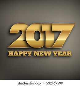2017 - typographic new year greeting design - gold typography on a dark background