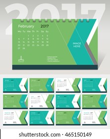 2017 Vector abstract Dynamic Desk Monthly calendar template with space for image