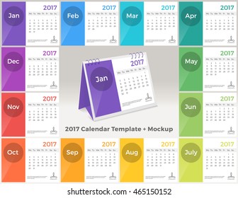 2017 Vector abstract multicolored calendar template