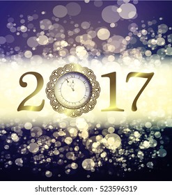 2017 vector background New Year's chiming clock