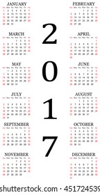 2017 vector calendar