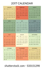 2017 Vector Calendar