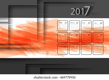 2017 vector calendar design. Colorful paint and geometric shadows. Elements for your work. Eps10