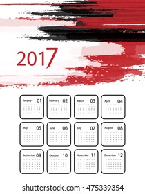 2017 vector calendar design. Grungy style work.  Elements for your design. Eps10