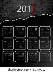 2017 vector calendar grungy design. Elements for your work. Eps10