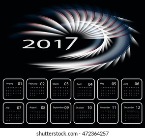 2017 vector dark modern calendar design. Elements for your work. Eps10