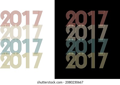 2017 Vector Vintage Birthday Date Year Line Font Retro Tshirt Design