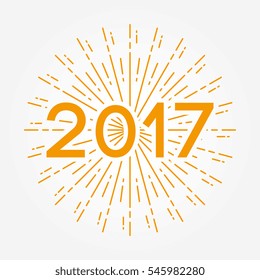 2017 with vintage sunburst. vector illustration