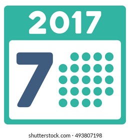 2017 Week Calendar vector icon. Style is flat graphic symbol, cobalt and cyan colors, white background.