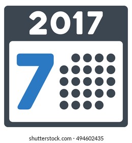 2017 Week Calendar vector icon. Style is flat graphic symbol, smooth blue colors, white background.