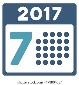 2017 Week Calendar vector pictogram. Style is flat graphic symbol, cyan and blue colors, white background.