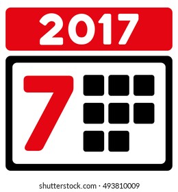 2017 Week Calendar vector pictogram. Style is flat graphic symbol, intensive red and black colors, white background.