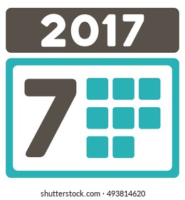 2017 Week Calendar vector pictogram. Style is flat graphic symbol, grey and cyan colors, white background.