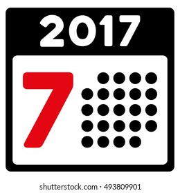 2017 Week Calendar vector pictograph. Style is flat graphic symbol, intensive red and black colors, white background.