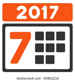2017 Week Calendar vector pictograph. Style is flat graphic symbol, orange and gray colors, white background.