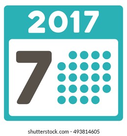 2017 Week Calendar vector pictograph. Style is flat graphic symbol, grey and cyan colors, white background.