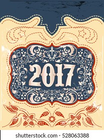 2017 western style holidays design, cowboy belt buckle with background, event poster