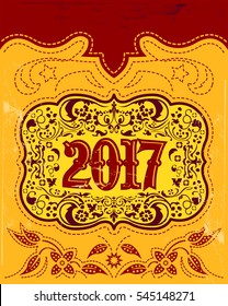 2017 western style holidays design, cowboy belt buckle with background, event poster