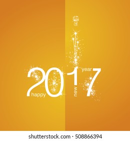 2017 White New Year firework orange background