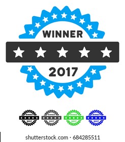 2017 Winner Stamp flat vector illustration. 2017 Winner Stamp icon with gray, black, blue, green color versions.