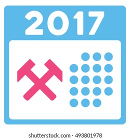 2017 Working Days vector pictograph. Style is flat graphic symbol, pink and blue colors, white background.