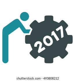 2017 Working Man vector pictogram. Style is flat graphic symbol, soft blue colors, white background.