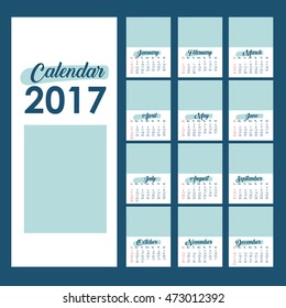 2017 year calendar planner month day frame icon. Colorful and Flat design. Vector illustration