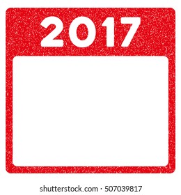 2017 Year Calendar Template grainy textured icon for overlay watermark stamps. Flat symbol with scratched texture. Dotted vector red ink rubber seal stamp with grunge design on a white background.
