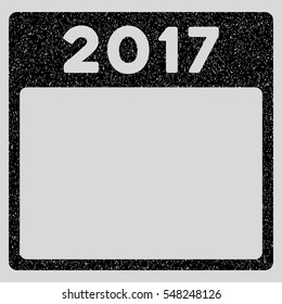 2017 Year Calendar Template grainy textured icon for overlay watermark stamps. Flat symbol with scratched texture.