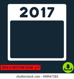 2017 Year Calendar Template icon. Vector EPS illustration style is flat iconic symbol, white color.