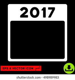 2017 Year Calendar Template icon. Vector EPS illustration style is flat iconic symbol, white color.