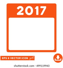 2017 Year Calendar Template icon. Vector EPS illustration style is flat iconic symbol, orange color.