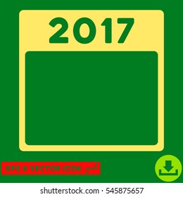 2017 Year Calendar Template icon. Vector EPS illustration style is flat iconic symbol, yellow color.