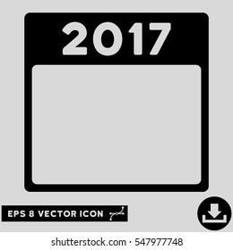 2017 Year Calendar Template icon. Vector EPS illustration style is flat iconic symbol, black color.