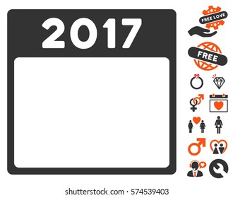 2017 Year Calendar Template pictograph with bonus amour design elements. Vector illustration style is flat iconic symbols for web design, app user interfaces.
