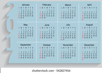  2017 Year Calendar Vector Design