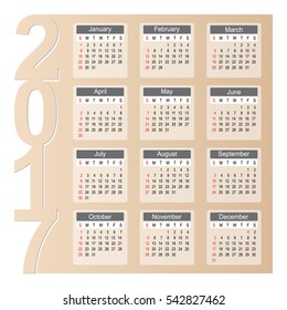  2017 Year Calendar Vector Design