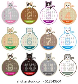 2017 year cat illustration calendar