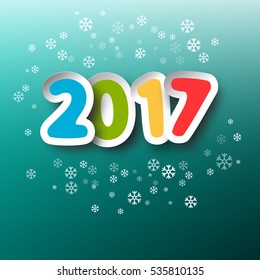2017 Year. Colorful Vector Paper Cut Title.