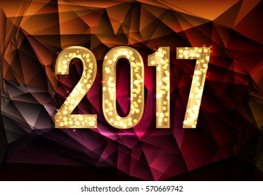 2017 year, gold vector background