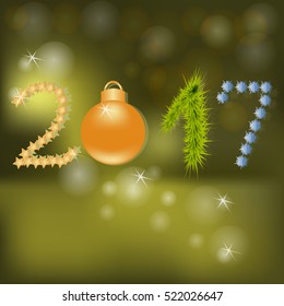2017 year. Greeting card. New year background (vector)