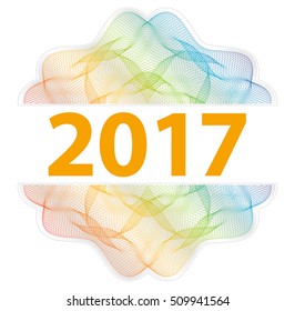 2017 Year - Guilloche rosette with text on white background