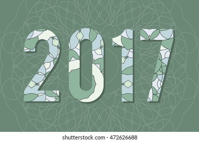 2017 year illustration decorated with abstract  decorative pattern in grey colors.